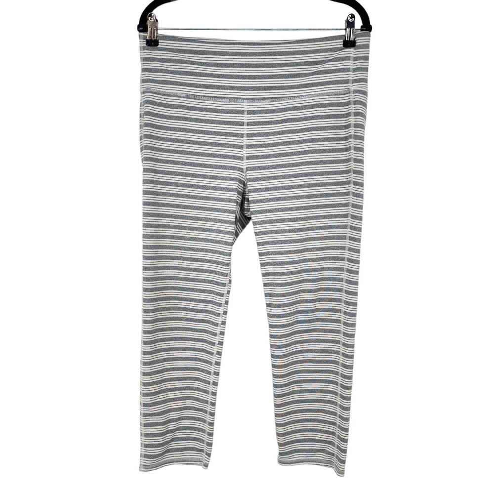 Athleta High Rise Heather Stripe Chaturanga Capri Pants Leggings Size XLT